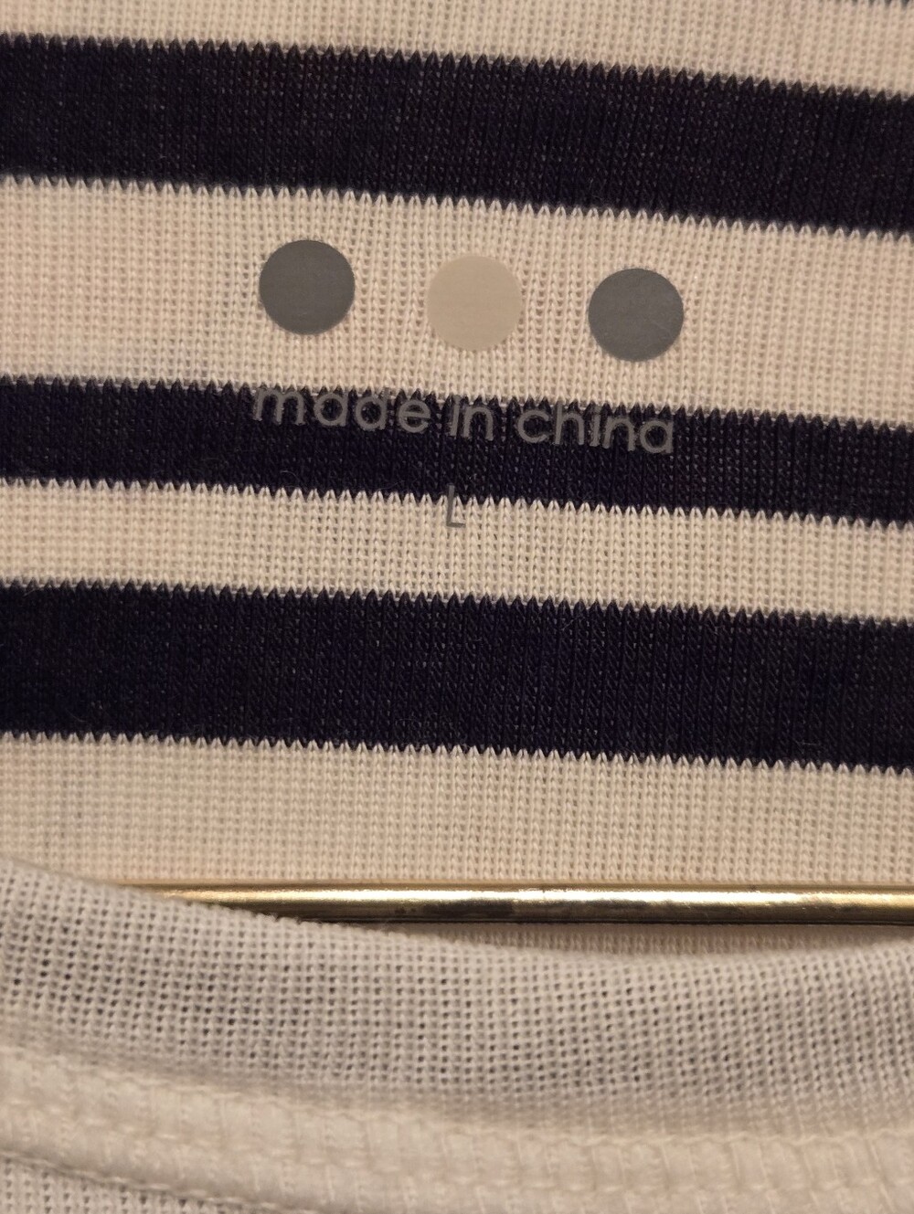 Three Dots Black & Cream Striped Crew Neck Tank Top Size L NWT - Picture 6 of 7